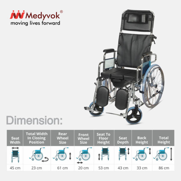 Commode Wheelchair (Foldable & Recliner) - Image 7